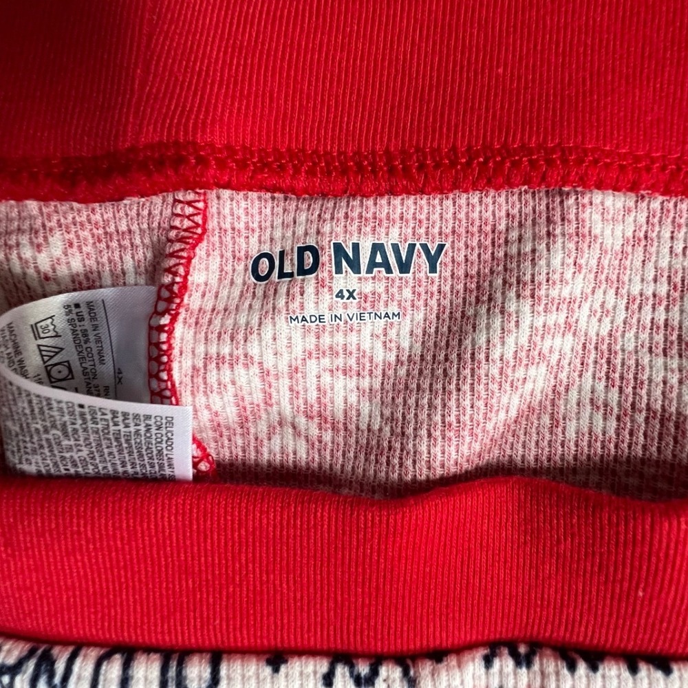 Old Navy Pajama Pants Womens 4X Red Snowflake Fair Isle Thermal Waffle Joggers - Picture 2 of 8